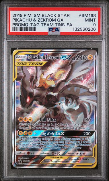 Pikachu & Zekrom GX SM168 PSA 9